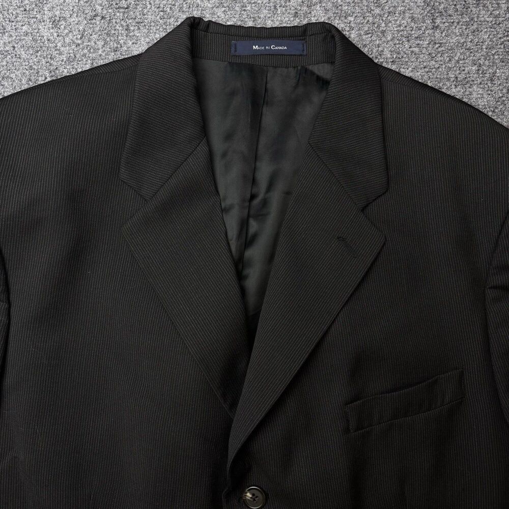 Lauren Ralph Lauren Mens 46T Tall 46L Jacket Blazer Black Striped Made Canada